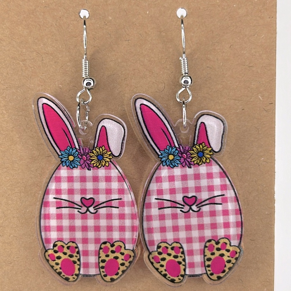 Easter Bunny Egg Earrings 2D Acrylic Cartoon Fashion Jewelry